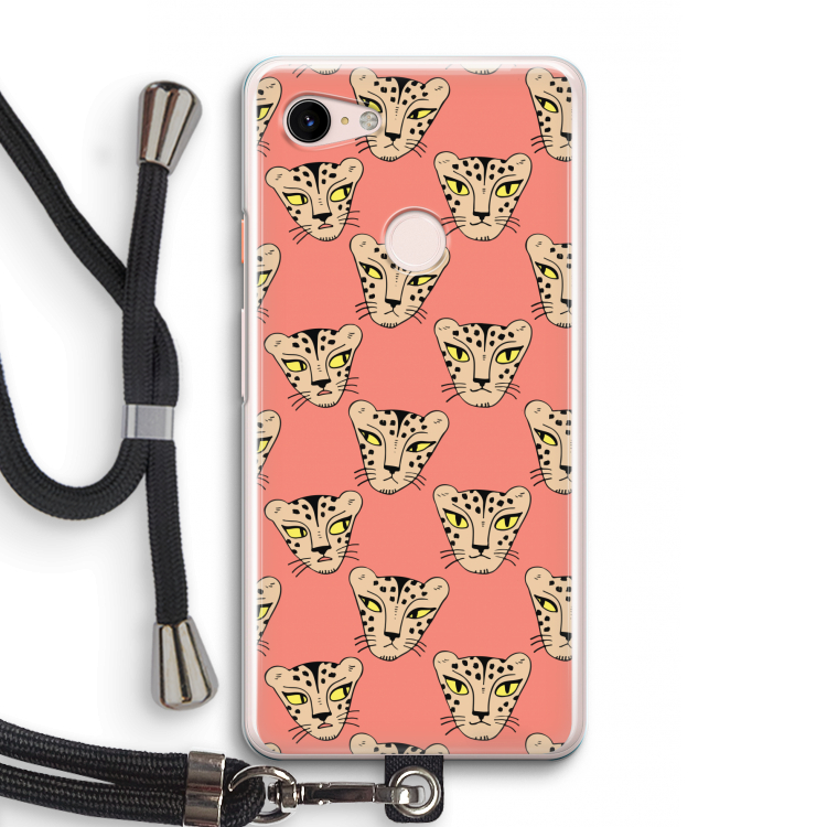 Tijger: Pixel 3 Transparant Hoesje met koord