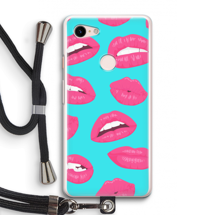 Bite my lip: Pixel 3 Transparant Hoesje met koord