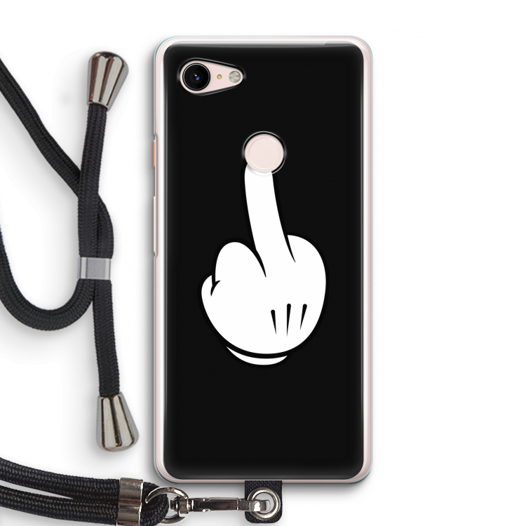 Middle finger black: Pixel 3 Transparant Hoesje met koord