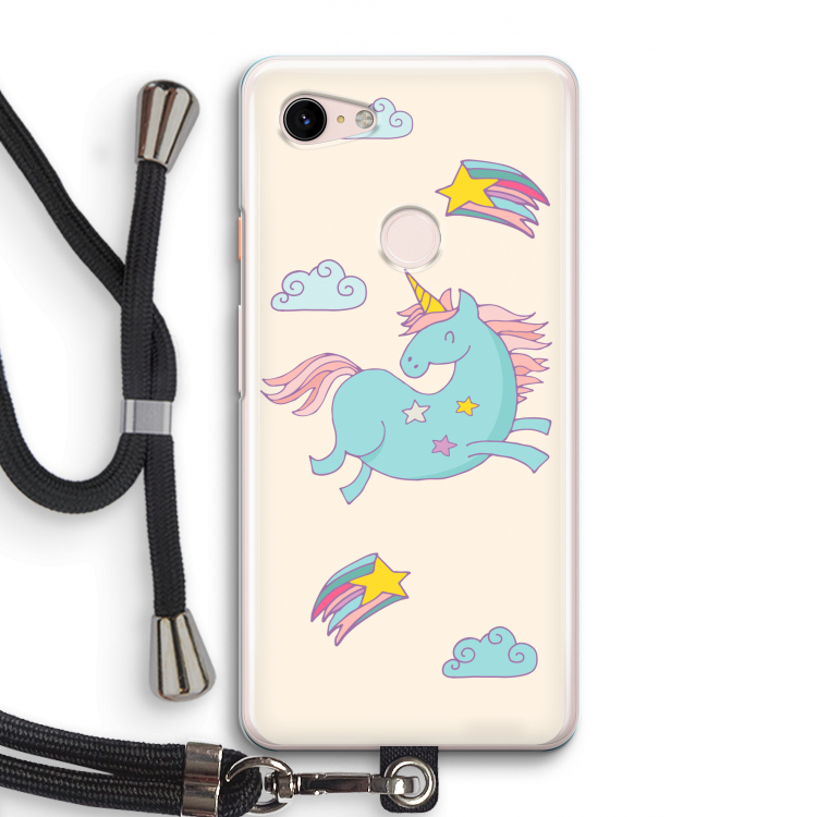 Vliegende eenhoorn: Pixel 3 Transparant Hoesje met koord