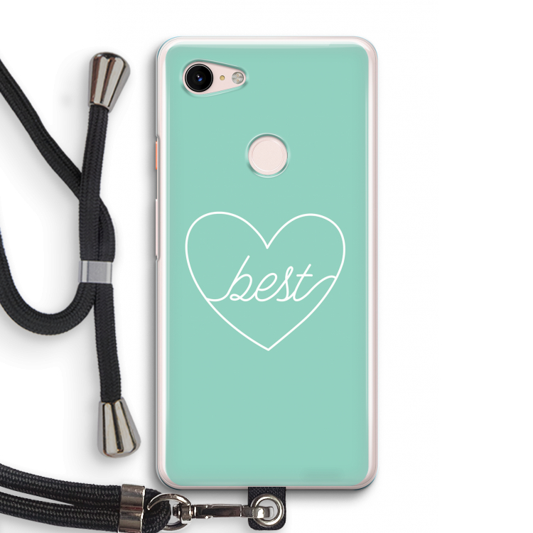Best heart pastel: Pixel 3 Transparant Hoesje met koord