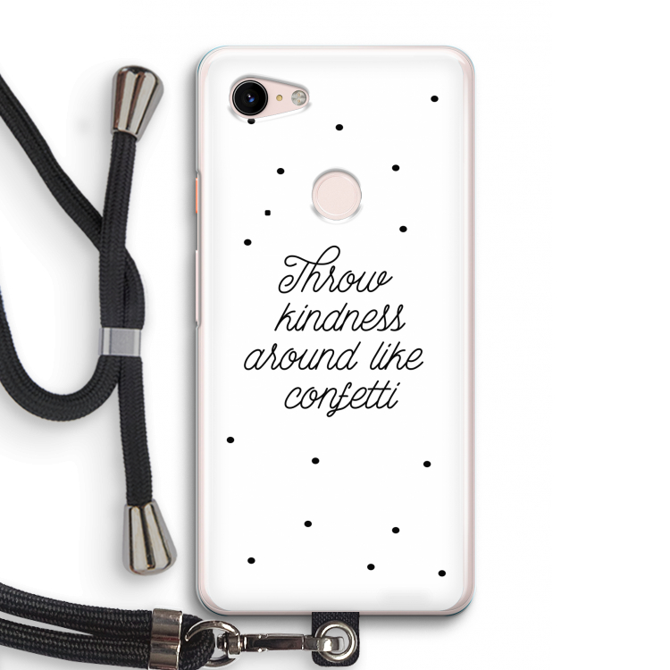 Confetti: Pixel 3 Transparant Hoesje met koord