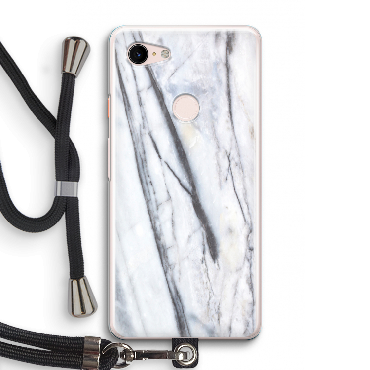 Gestreepte marmer: Pixel 3 Transparant Hoesje met koord