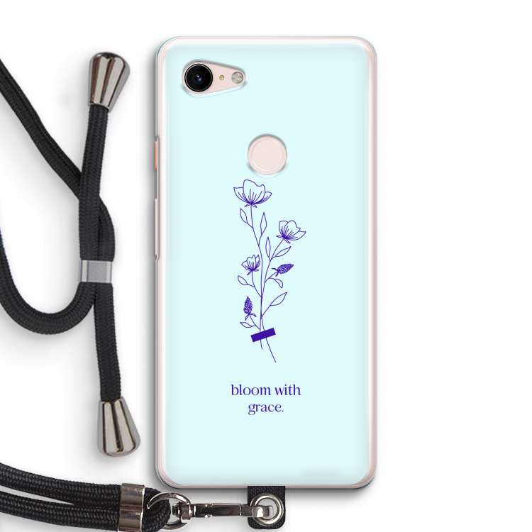 Bloom with grace: Pixel 3 Transparant Hoesje met koord