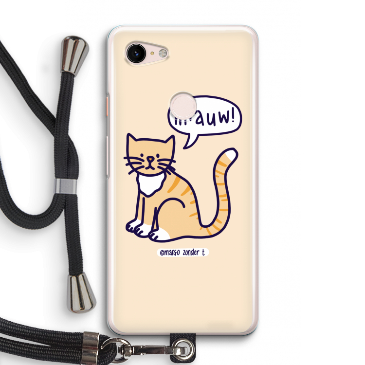 Miauw: Pixel 3 Transparant Hoesje met koord