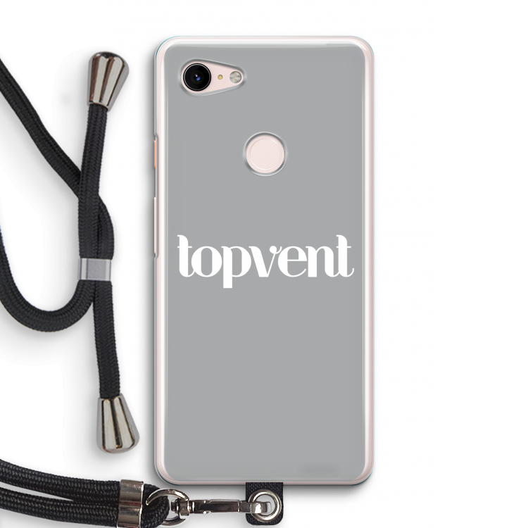 Topvent Grijs Wit: Pixel 3 Transparant Hoesje met koord