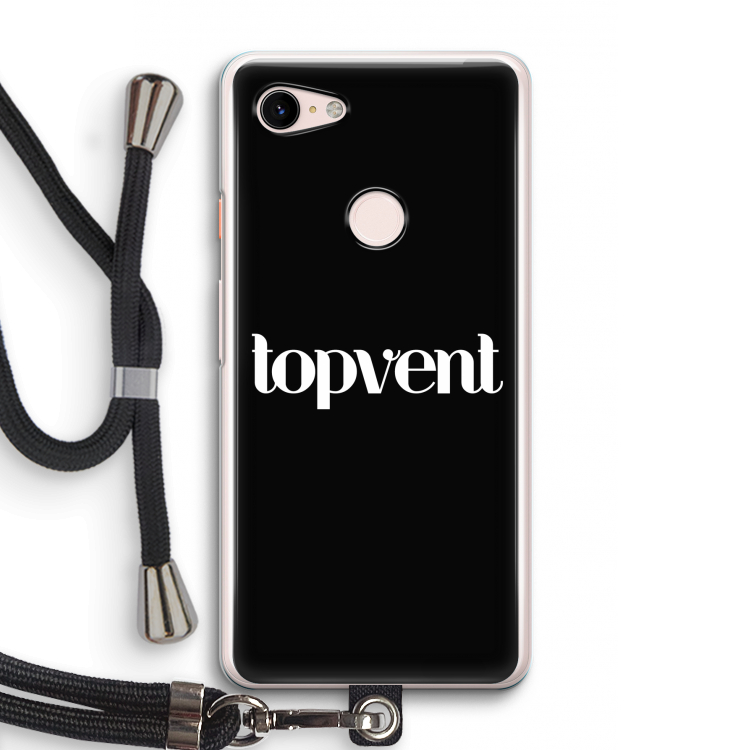 Topvent Zwart: Pixel 3 Transparant Hoesje met koord