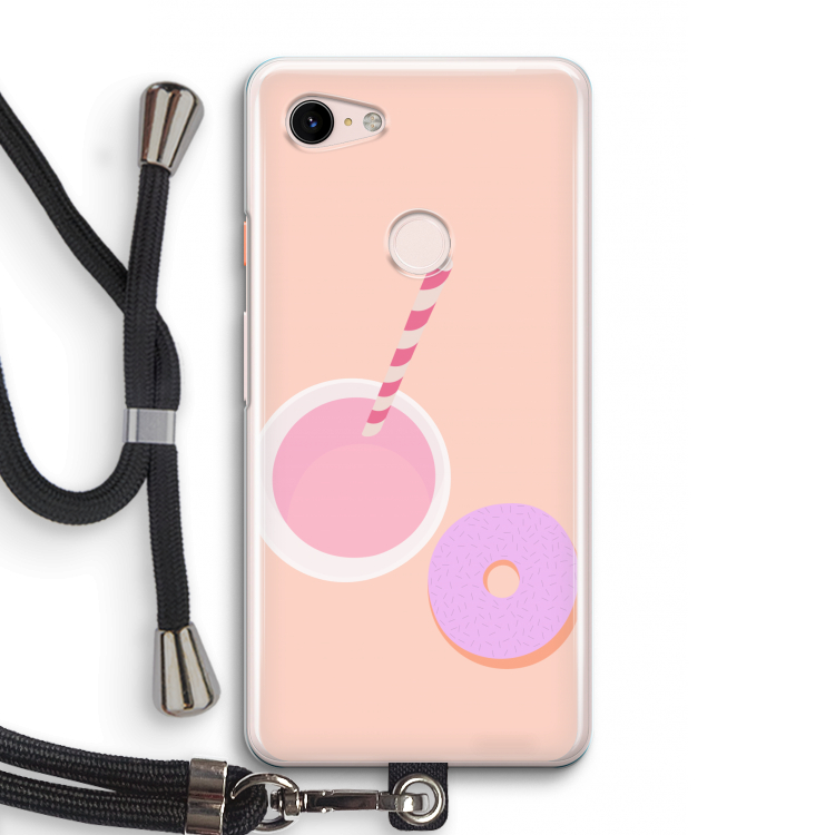 Donut: Pixel 3 Transparant Hoesje met koord