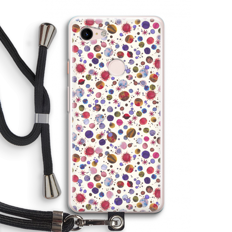 Planets Space: Pixel 3 Transparant Hoesje met koord