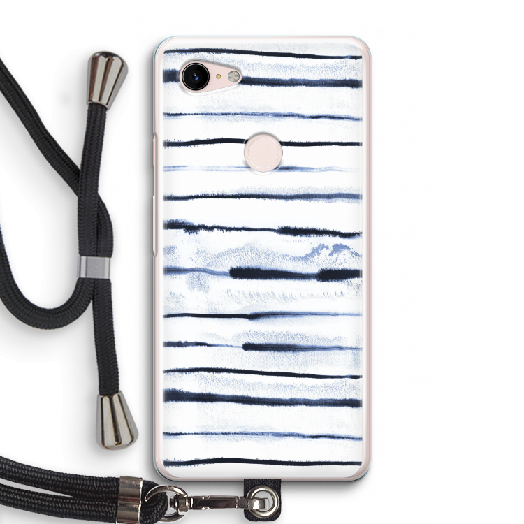 Ink Stripes: Pixel 3 Transparant Hoesje met koord
