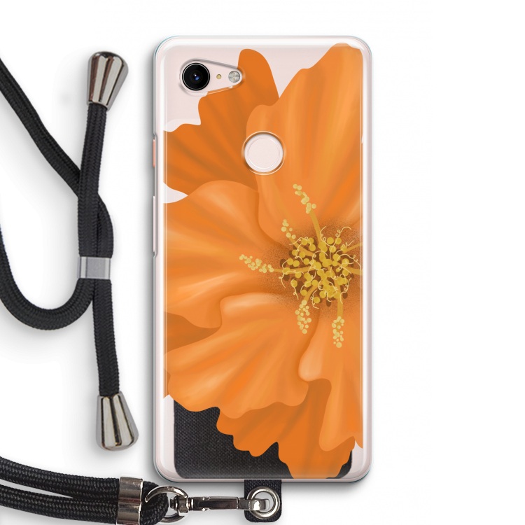 Orange Ellila flower: Pixel 3 Transparant Hoesje met koord