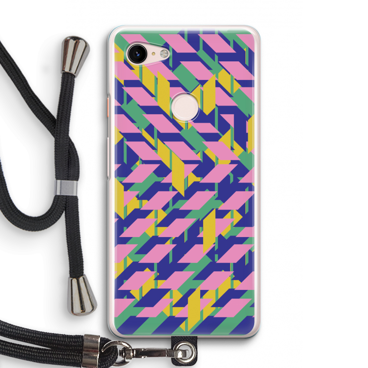Skew Blush 1: Pixel 3 Transparant Hoesje met koord