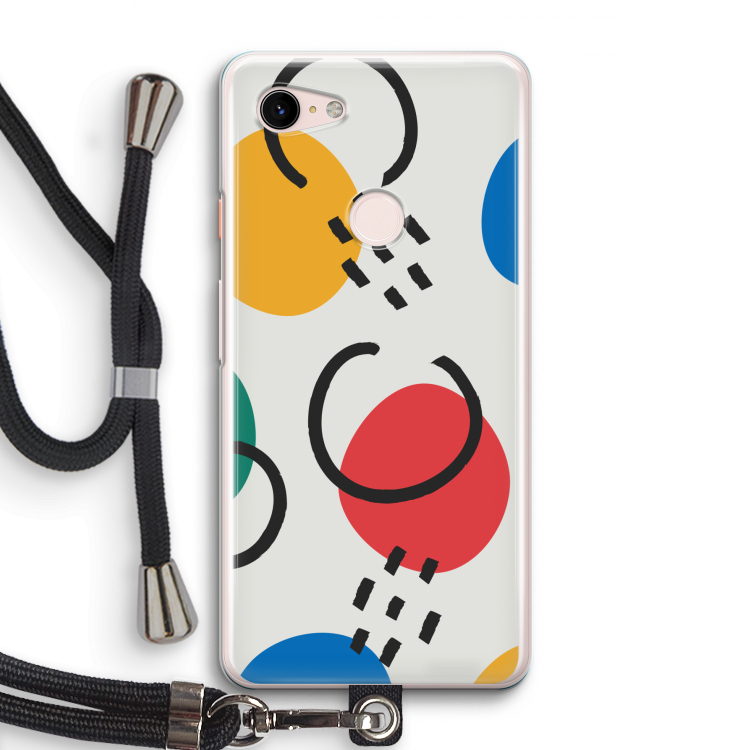 Illustratieve pop 3: Pixel 3 Transparant Hoesje met koord