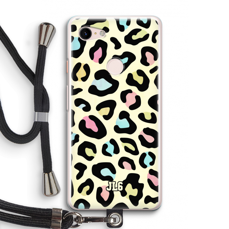 Leopard pattern: Pixel 3 Transparant Hoesje met koord