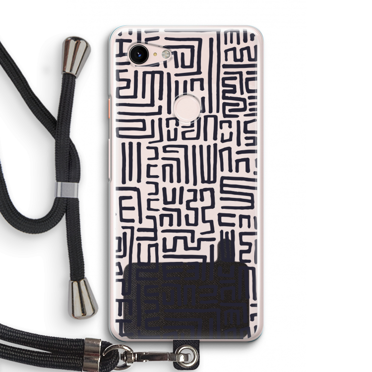 Moroccan Print: Pixel 3 Transparant Hoesje met koord