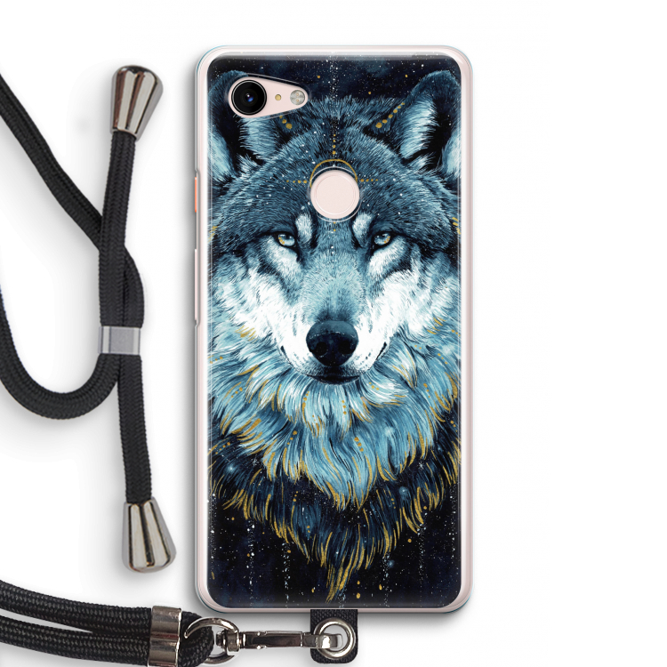 Darkness Wolf: Pixel 3 Transparant Hoesje met koord