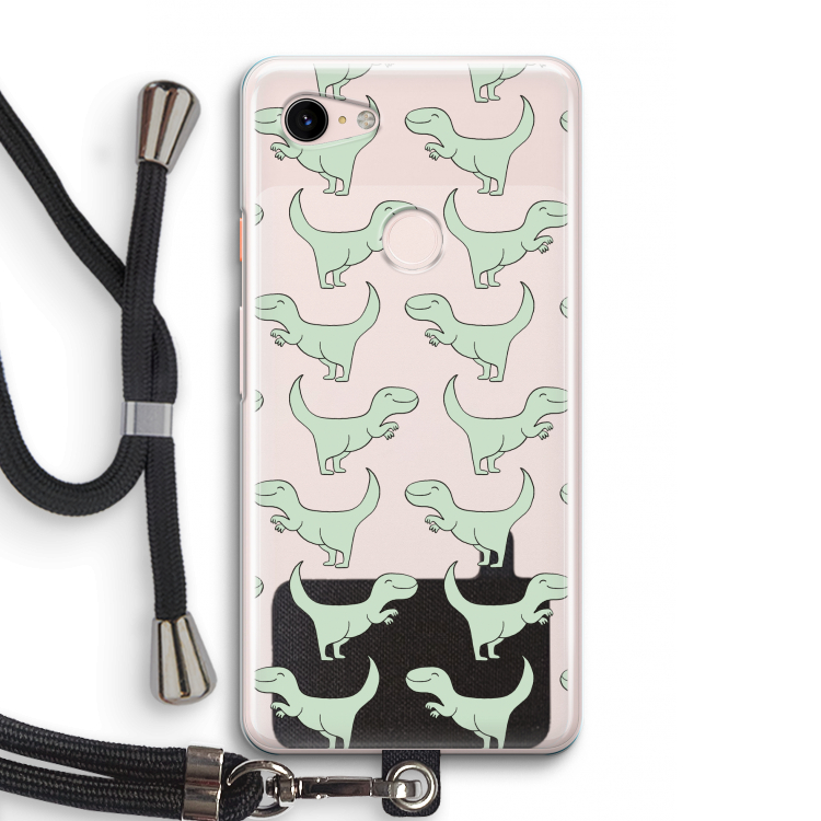 Dinos: Pixel 3 Transparant Hoesje met koord