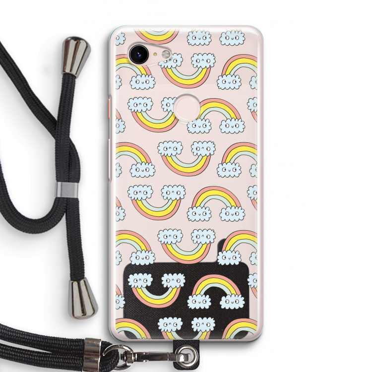 Regenboog: Pixel 3 Transparant Hoesje met koord