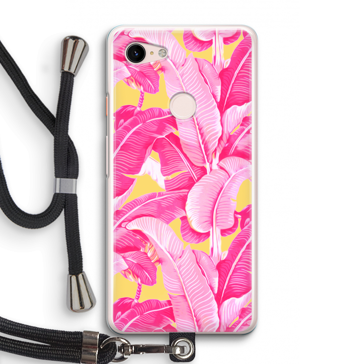 Pink Banana: Pixel 3 Transparant Hoesje met koord