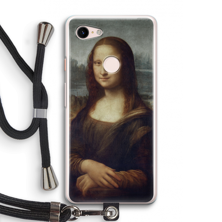 Mona Lisa: Pixel 3 Transparant Hoesje met koord