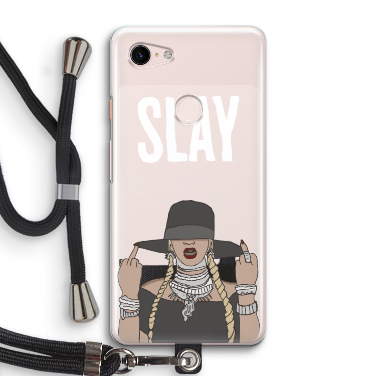 Slay All Day: Pixel 3 Transparant Hoesje met koord