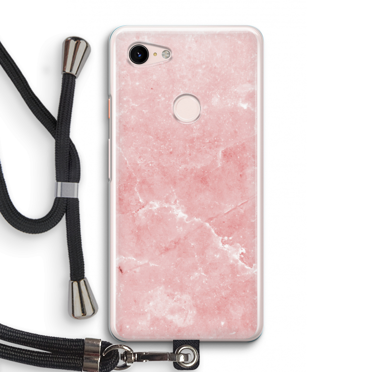 Roze marmer: Pixel 3 Transparant Hoesje met koord