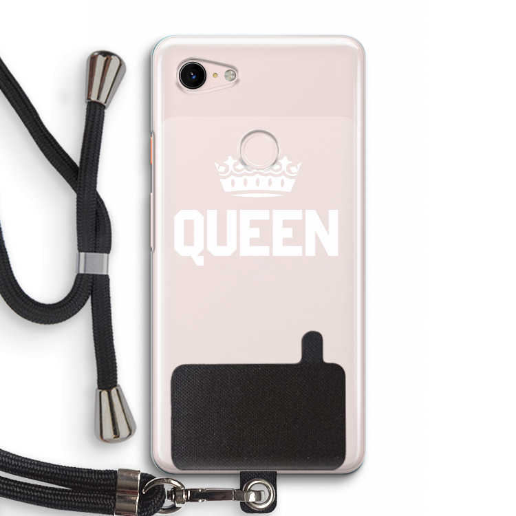 Queen zwart: Pixel 3 Transparant Hoesje met koord