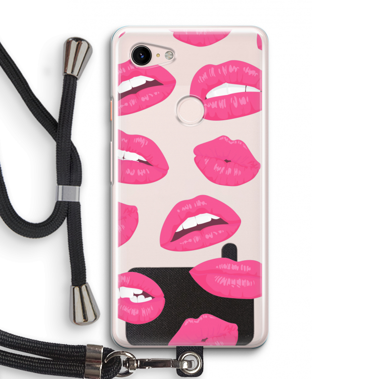 Bite my lip: Pixel 3 Transparant Hoesje met koord