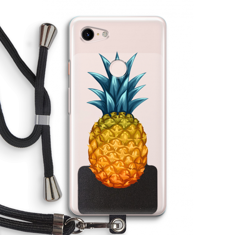 Grote ananas: Pixel 3 Transparant Hoesje met koord