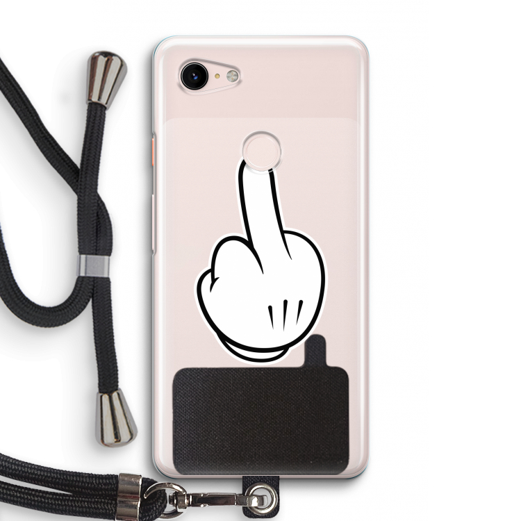 Middle finger black: Pixel 3 Transparant Hoesje met koord
