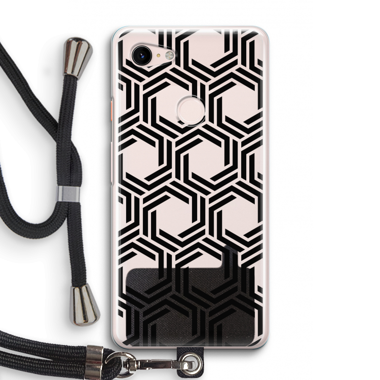 Geometrisch patroon: Pixel 3 Transparant Hoesje met koord