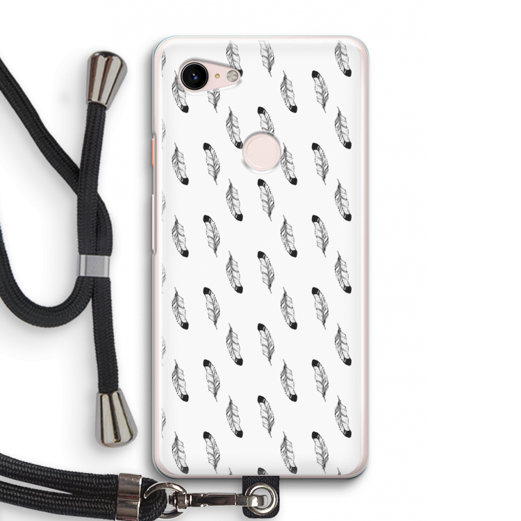 Pluimen: Pixel 3 Transparant Hoesje met koord