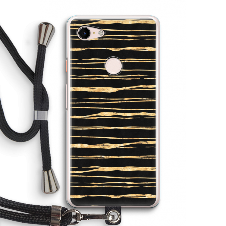 Gouden strepen: Pixel 3 Transparant Hoesje met koord