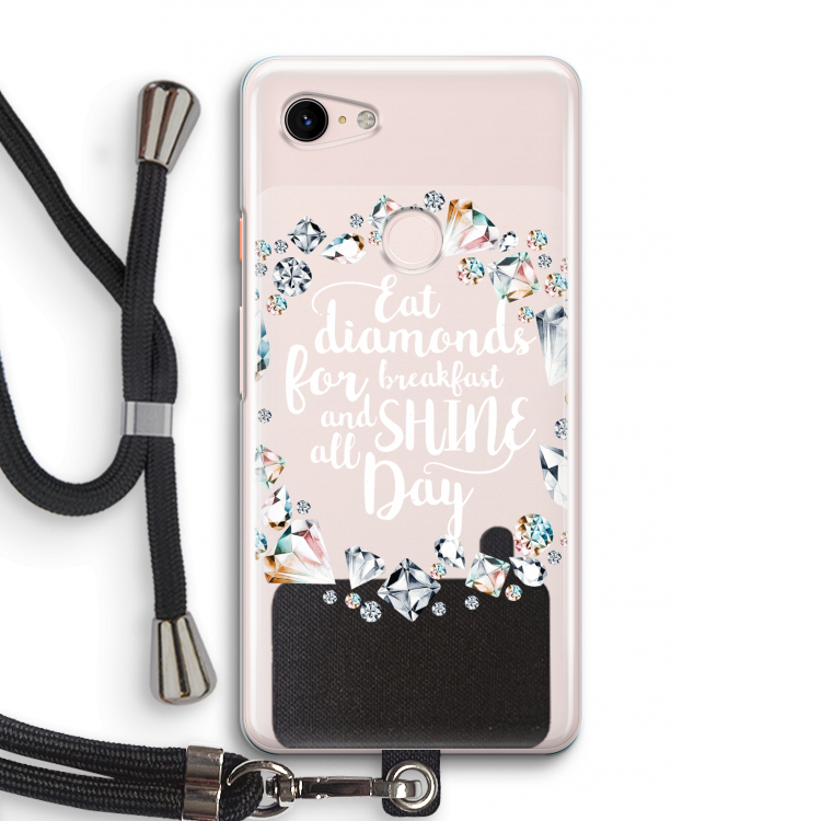 Diamonds: Pixel 3 Transparant Hoesje met koord