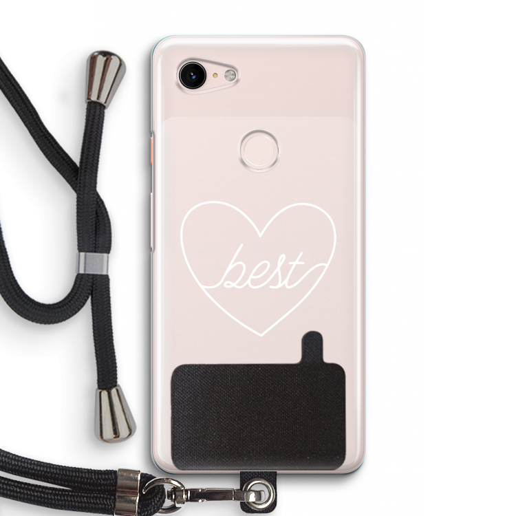 Best heart pastel: Pixel 3 Transparant Hoesje met koord