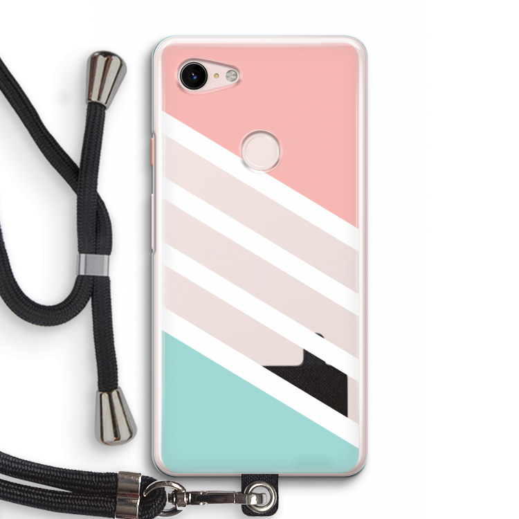Strepen pastel: Pixel 3 Transparant Hoesje met koord