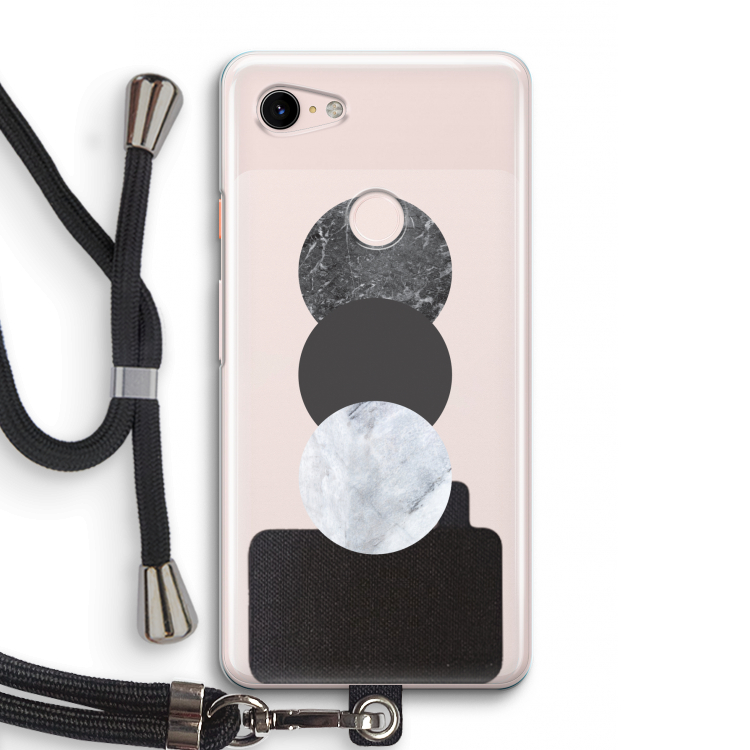 Marmeren cirkels: Pixel 3 Transparant Hoesje met koord