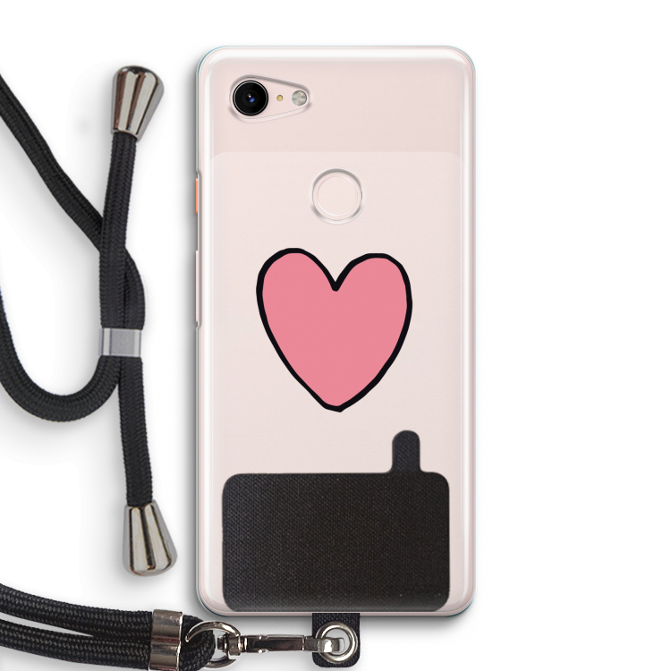 Hartje: Pixel 3 Transparant Hoesje met koord