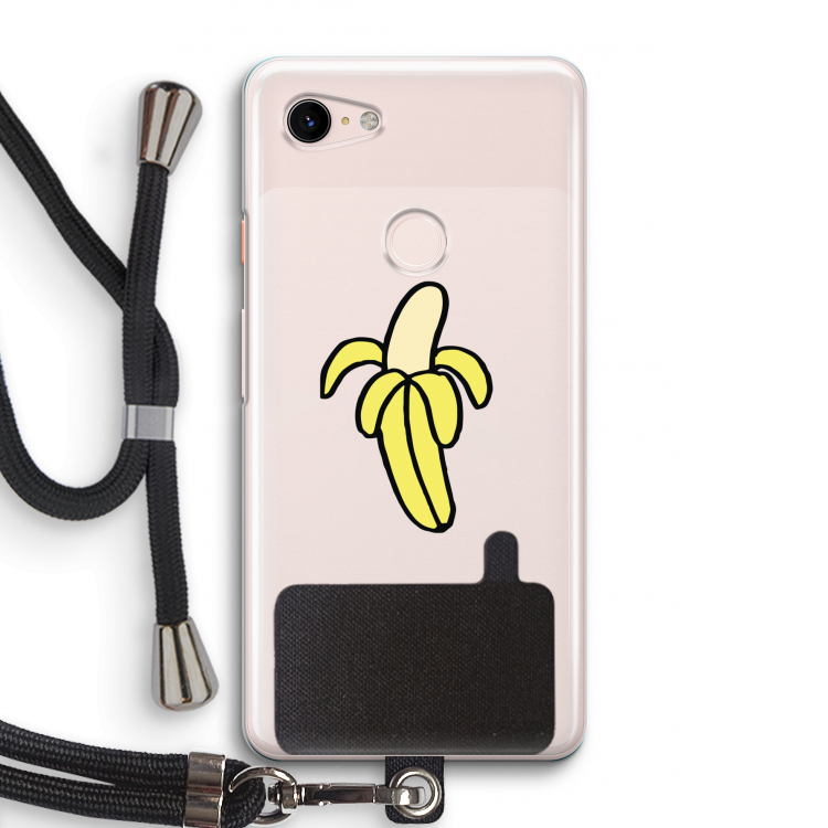 Banana: Pixel 3 Transparant Hoesje met koord