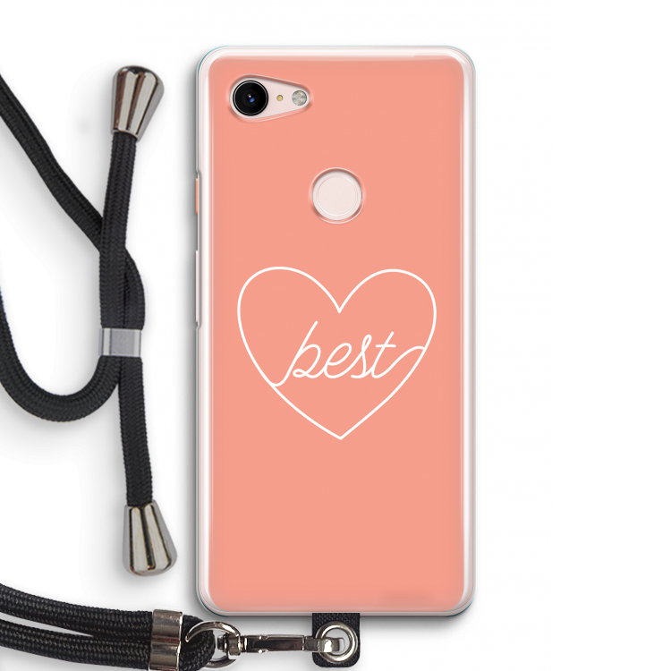 Best heart: Pixel 3 Transparant Hoesje met koord