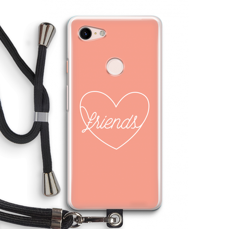 Friends heart: Pixel 3 Transparant Hoesje met koord