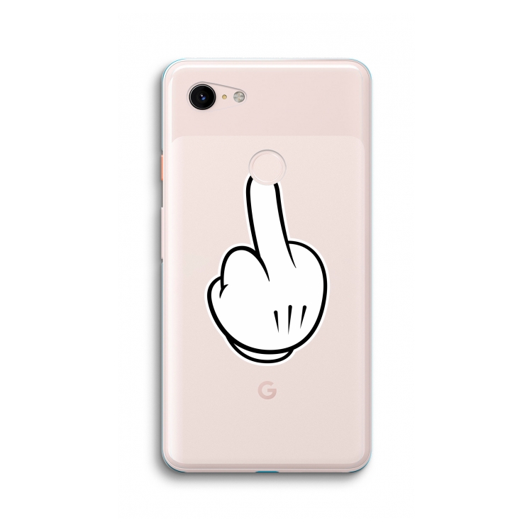 Middle finger white: Google Pixel 3 XL Transparant Hoesje