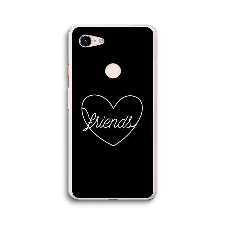 Friends heart black: Google Pixel 3 XL Transparant Hoesje