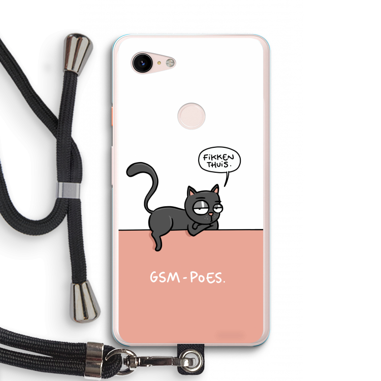GSM poes: Pixel 3 XL Transparant Hoesje met koord