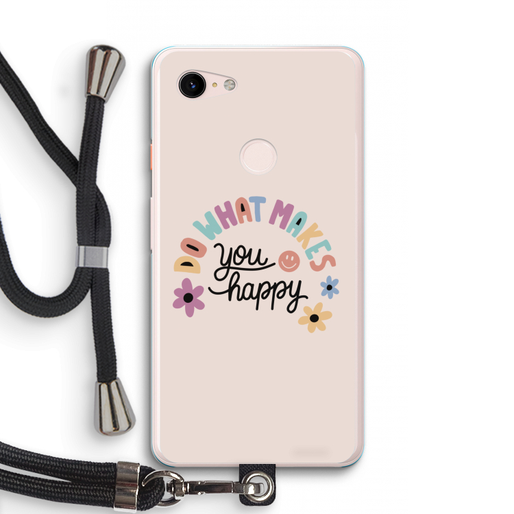 Happy days: Pixel 3 XL Transparant Hoesje met koord