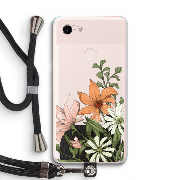 Floral bouquet: Pixel 3 XL Transparant Hoesje met koord
