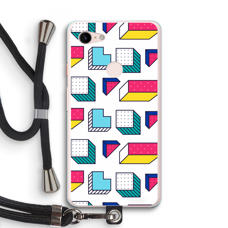 8-bit N°7: Pixel 3 XL Transparant Hoesje met koord