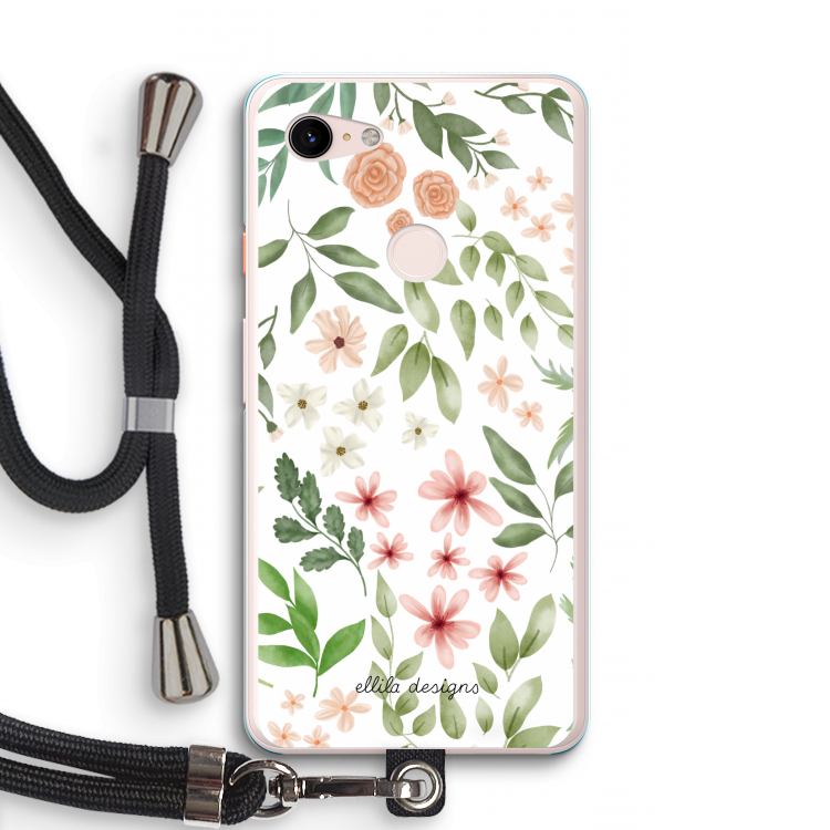 Botanical sweet flower heaven: Pixel 3 XL Transparant Hoesje met koord