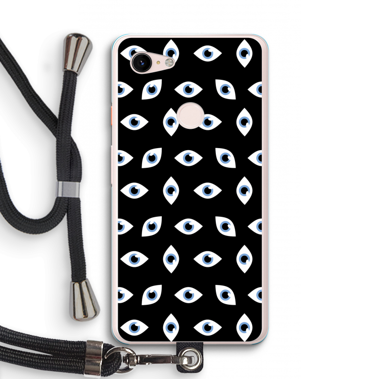 Eyes pattern: Pixel 3 XL Transparant Hoesje met koord