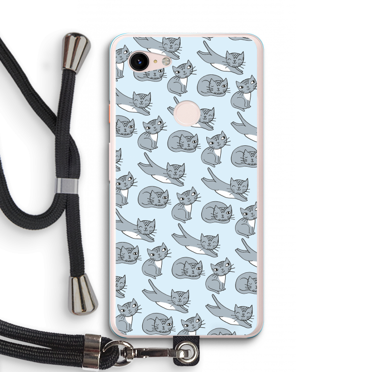 Poezen: Pixel 3 XL Transparant Hoesje met koord